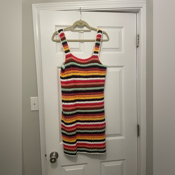 NEW MARINE LAYER CROCHET KNIT TANK SOFT COTTON BLEND RAINBOW DRESS MEDIUM M NWT - Picture 4 of 9